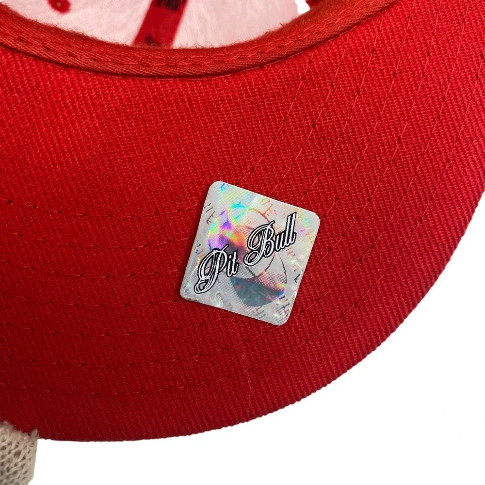 Pit Bull Texas TX Baseball Cap Red White‎ Fitted Flat Bill Embroidered Hat Large